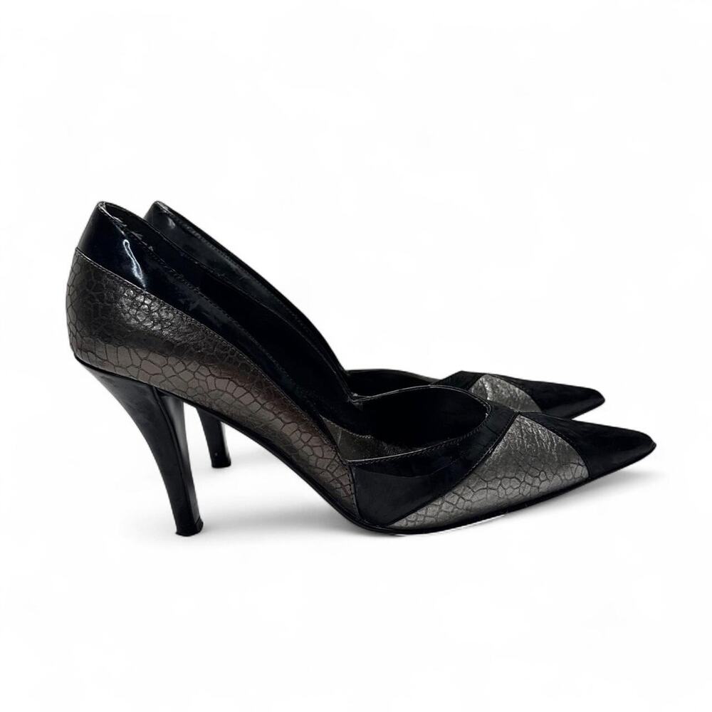 J. Renee black & silver crocodile skin texture office siren heels size 9 1/2 - Picture 2 of 8